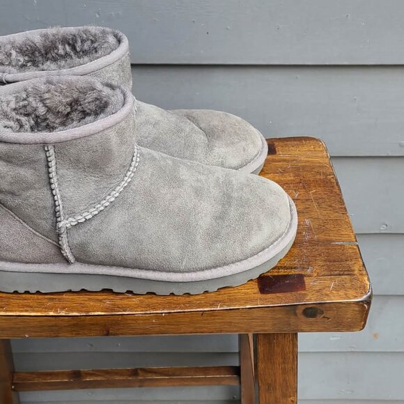 UGG Australia Classic Mini Gray Boots for Women for sale - eBay Ugg Gray Classic Suede Shearling Mini Boots size 7 (EUC A)